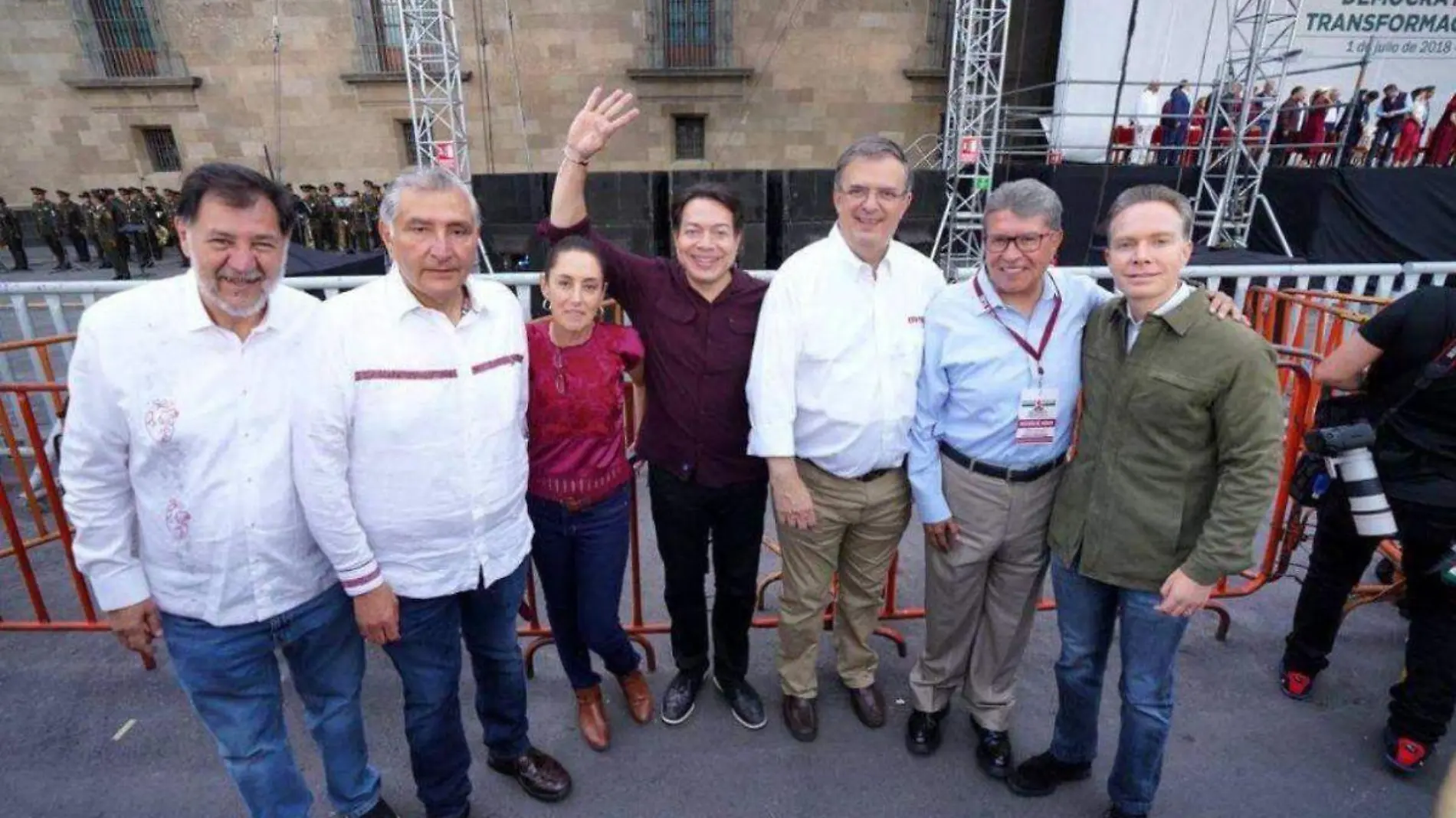 Corcholatas de Morena en evento de AMLO